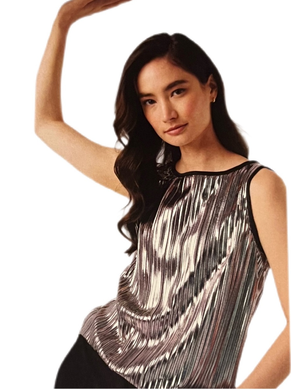 Carlisle Metallic Iridescent Silver, Black, Pink, Mint Pleate - NWT